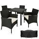 4 Seater + Table Rattan Garden Furniture Dining Chairs Set Outdoor Wicker
