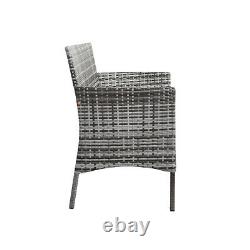 4 piece Rattan Garden Furniture Set Chair Mixgrey Wicker Grey Cushion Sofa Table