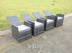 4 seater reclining rattan dining set outdoor garden furniture mixed grey