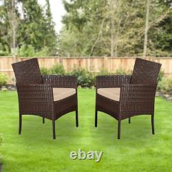 4PC Brown Rattan Garden Furniture Patio Seating Sofa Chairs Table Set Outdoor