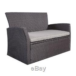 4PC Rattan Garden Furniture Dining Sofa Chairs Set Patio Wicker Outdoor Brown