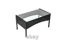 4PC Rattan Garden Patio Furniture Set Outdoor 2 Chairs 1 Sofa & Coffee Table Set