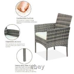 4PC Rattan Table Chair Garden Bistro Set Outdoor Furniture Dinning Seat Mix Grey