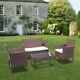 4pcs Brown Rattan Garden Furniture Outdoor Sofa Chair Table Patio Conservatory