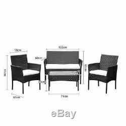 4PCS Outdoor Rattan Garden Furniture Set Table Chair Wicker Sofa Patio Yard Pool