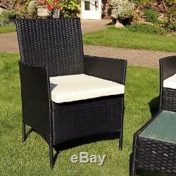 4PCS Outdoor Rattan Garden Furniture Set Table Chair Wicker Sofa Patio Yard Pool