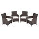 4pcs Outdoor Rattan Wicker Garden Furniture Patio Chairs Armchairs With Cushions