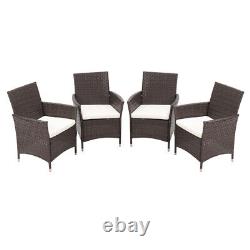 4PCS Outdoor Rattan Wicker Garden Furniture Patio Chairs Armchairs With Cushions