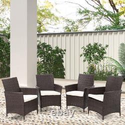 4PCS Outdoor Rattan Wicker Garden Furniture Patio Chairs Armchairs With Cushions