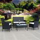 4pcs Patio Ratten Garden Furniture Set Table & Chair Sofa Cushion Outdoor Indoor