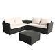 4pcs Rattan Furniture Set Garden Corner Sofa Table Cushions Storage Box With Cover