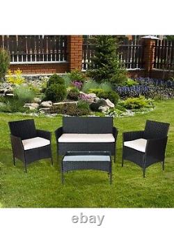 4Pc Rattan garden Furniture Set With Table, Sofa And 2 Chairs