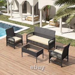 4Pcs Rattan Garden Furniture Outdoor Patio Set Rattan Furniture Sofa Set