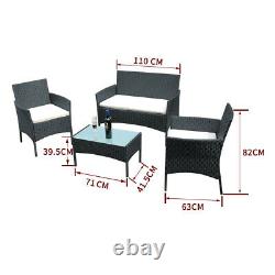 4Pcs/ Rattan Table Chair Set Garden Furniture Set Sofa Patio Outdoor Hotel