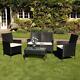 4pc Garden Patio Black Rattan Sofa Outdoor Furniture Conservatory Wicker Wido