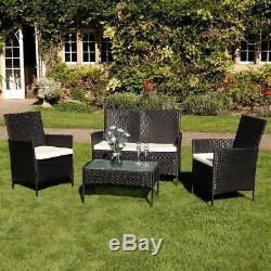 4pc Garden Patio Black Rattan Sofa Outdoor Furniture Conservatory Wicker Wido