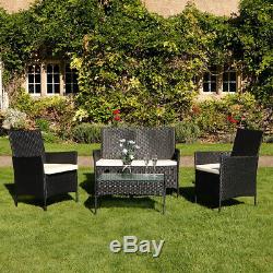 4pc Garden Patio Black Rattan Sofa Outdoor Furniture Conservatory Wicker Wido