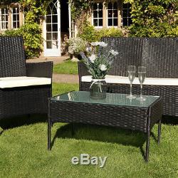 4pc Garden Patio Black Rattan Sofa Outdoor Furniture Conservatory Wicker Wido