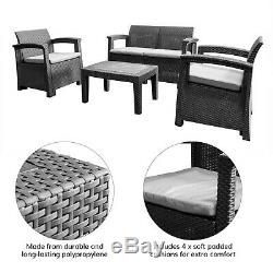 4pc Poly Rattan Garden Furniture Set Outdoor Table and Chairs for Patio