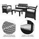 4pc Poly Rattan Garden Furniture Set Outdoor Table And Chairs For Patio