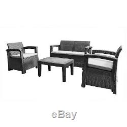 4pc Poly Rattan Garden Furniture Set Outdoor Table and Chairs for Patio