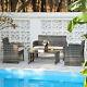 4pc Rattan Garden Furniture Set With 2 Chairs Sofa Coffee Table Wicker Outdoor