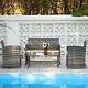 4pc Rattan Garden Furniture Set With 2 Chairs Sofa Coffee Table Wicker Outdoor