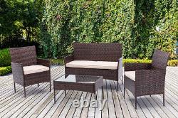 4pcs Rattan Outdoor Garden Furniture Sofa Set Table & Chairs Roger