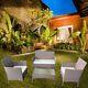 4piece Rattan Garden Furniture Sofa Patio Brown Outdoor Chairs Table 4pc Coffee