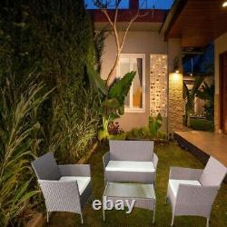 4piece Rattan Garden Furniture Sofa patio Brown Outdoor Chairs Table 4PC Coffee