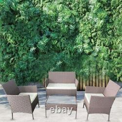 4piece Rattan Garden Furniture Sofa patio Brown Outdoor Chairs Table 4PC Coffee