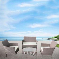 4piece Rattan Garden Furniture Sofa patio Brown Outdoor Chairs Table 4PC Coffee