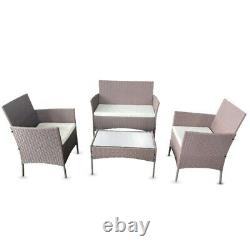 4piece Rattan Garden Furniture Sofa patio Brown Outdoor Chairs Table 4PC Coffee