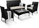 4xrattan Garden Furniture Set Outdoor Lounger Sofa Stackable Chairs&bistro Table