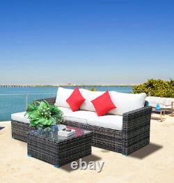 5 PCS Garden Rattan Furniture Set Patio Outdoor Lounge Sofa Set Coffee Table
