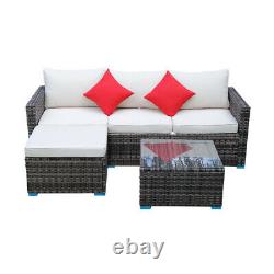 5 PCS Garden Rattan Furniture Set Patio Outdoor Lounge Sofa Set Coffee Table