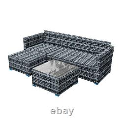 5 PCS Garden Rattan Furniture Set Patio Outdoor Lounge Sofa Set Coffee Table