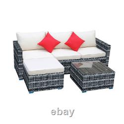 5 PCS Garden Rattan Furniture Set Patio Outdoor Lounge Sofa Set Coffee Table