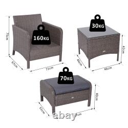 5 Pcs PE Rattan Garden Patio Furniture Set with Chair Stool Coffee Table Seating