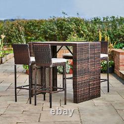 5 Pcs Rattan Garden Patio Furniture Bar Dining Table & Chair Set by Teamson Home