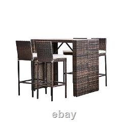 5 Pcs Rattan Garden Patio Furniture Bar Dining Table & Chair Set by Teamson Home