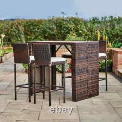 5 Pcs Rattan Patio Bar Table & Chair Set