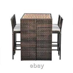 5 Pcs Rattan Patio Bar Table & Chair Set