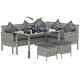 5-piece Pe Rattan Garden Furniture Set Corner Sofa 6-seater Dining Table Grey