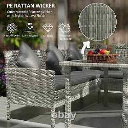 5-Piece PE Rattan Garden Furniture Set Corner Sofa 6-Seater Dining Table Grey