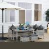 5 Pieces Rattan Sofa Set, Garden Furniture Set With Dining Table