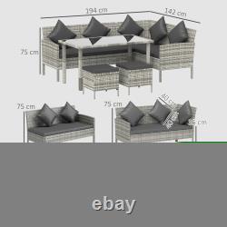 5 Pieces Rattan Sofa Set, Garden Furniture Set with Dining Table