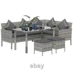 5 Pieces Rattan Sofa Set, Garden Furniture Set with Dining Table