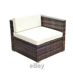 5 Pieces Rattan Sofa Set Wicker Sectional Furniture Cushion Black Brown Garden