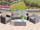 5 Seat Rattan Garden Furniture Lounge Set Table, Sofa & Chairs With Cushions